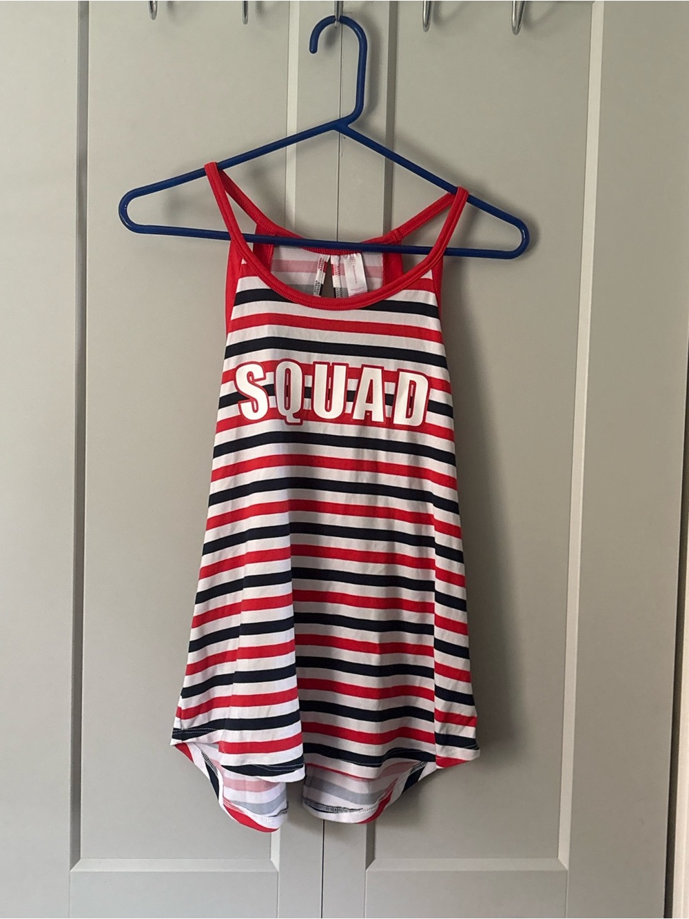 No Boundaries Red, Black & White Striped 'SQUAD' Tank Top